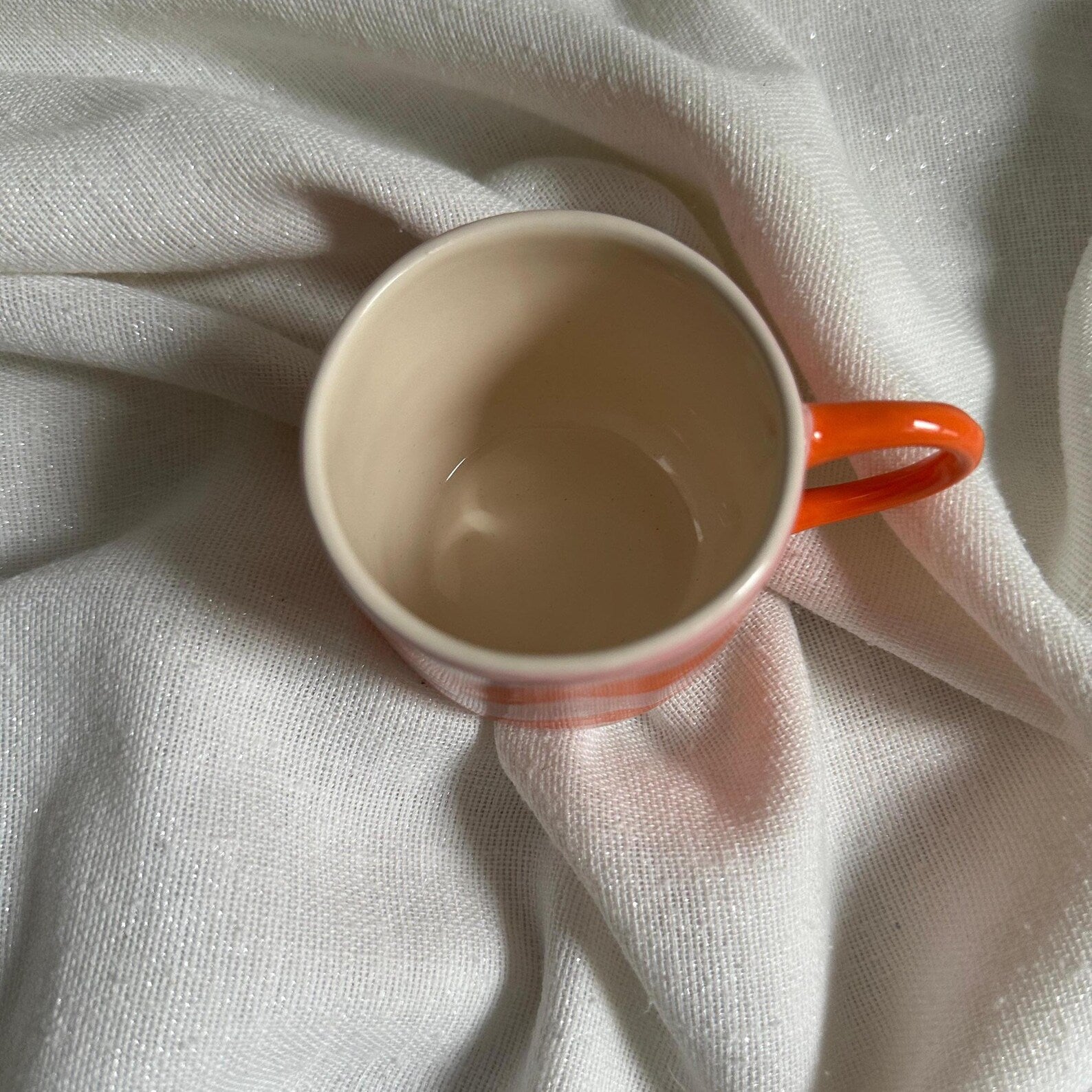 Handmade Pink & Orange Wave Ceramic Mug – 150 ml